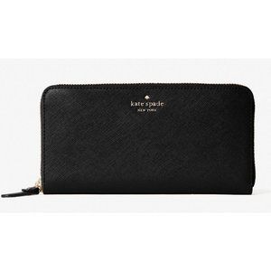 New Kate Spade Laurel Way Neda Large Wallet Saffiano Leather Black